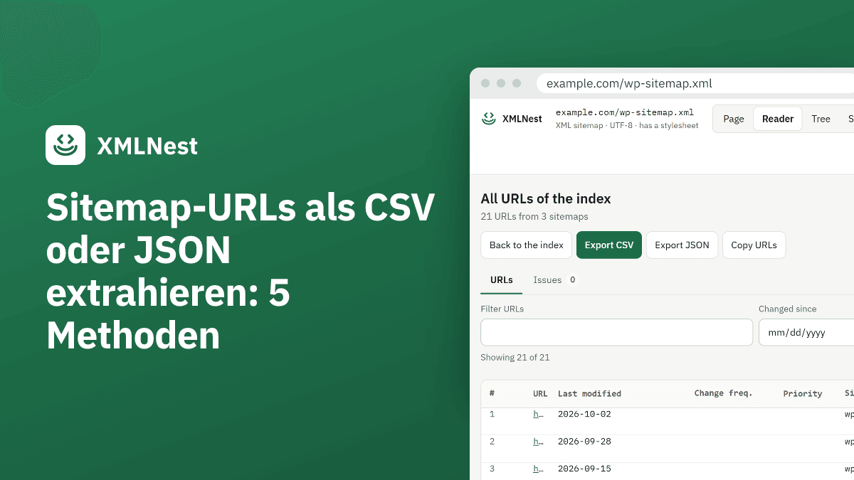 Sitemap-URLs als CSV oder JSON extrahieren: 5 Methoden