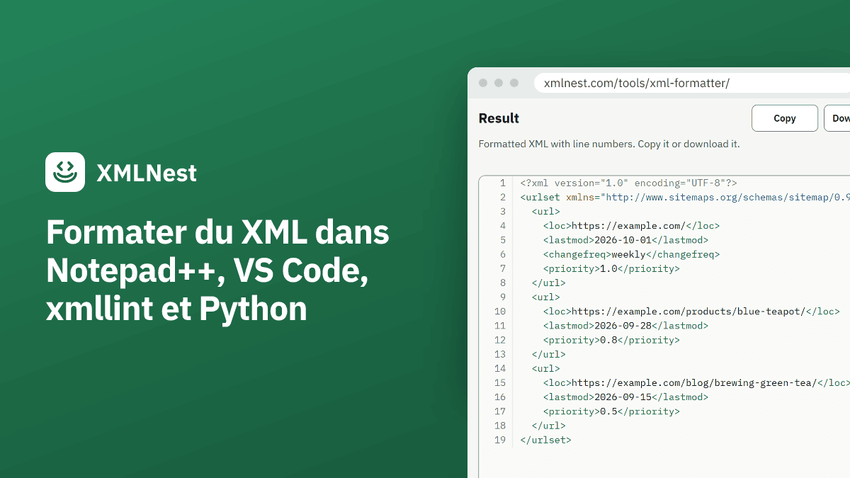 Formater du XML dans Notepad++, VS Code, xmllint et Python