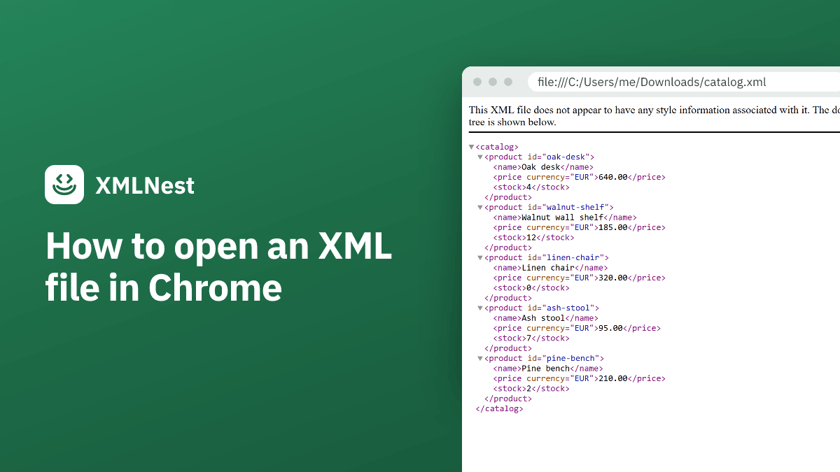 How to open an XML file in Chrome