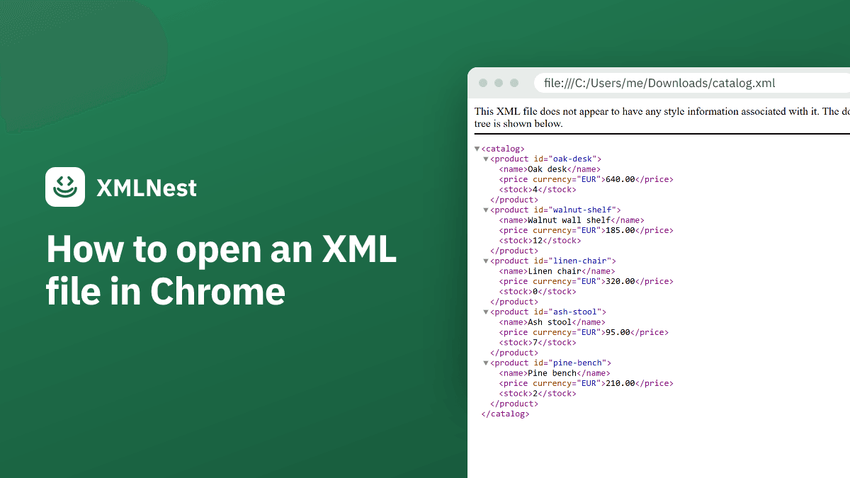 How to open an XML file in Chrome