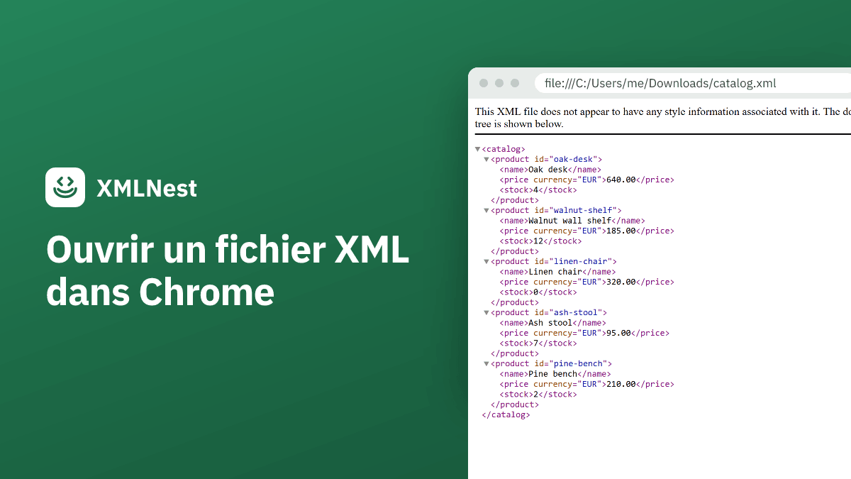 Ouvrir un fichier XML dans Chrome