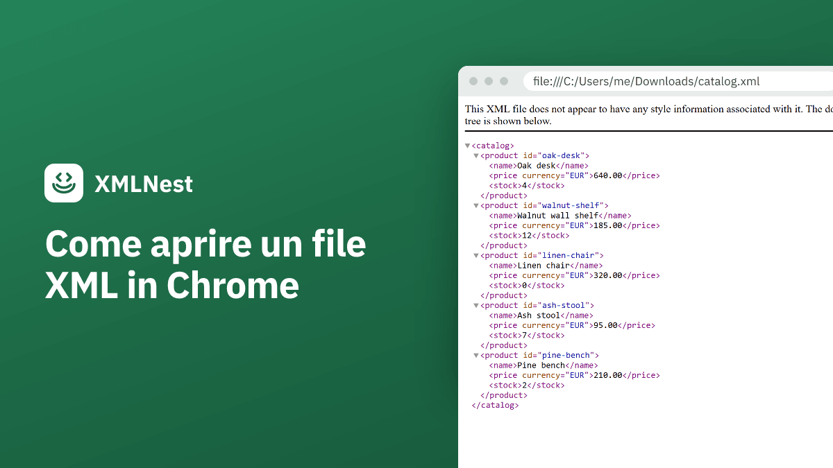 Come aprire un file XML in Chrome