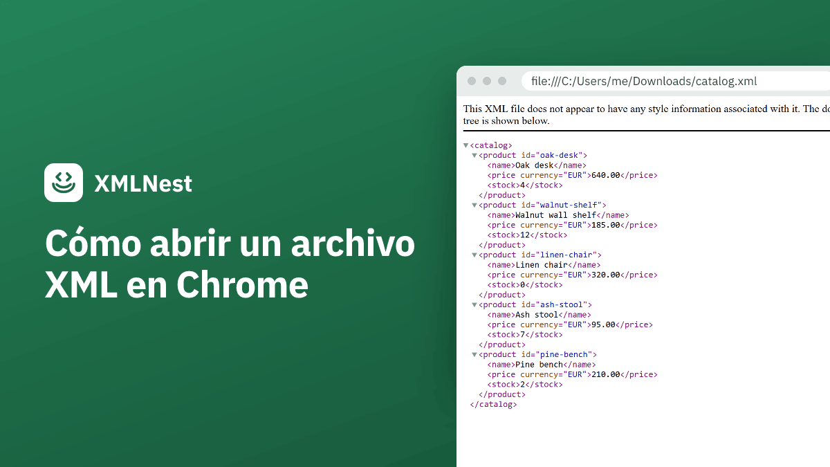 Cómo abrir un archivo XML en Chrome