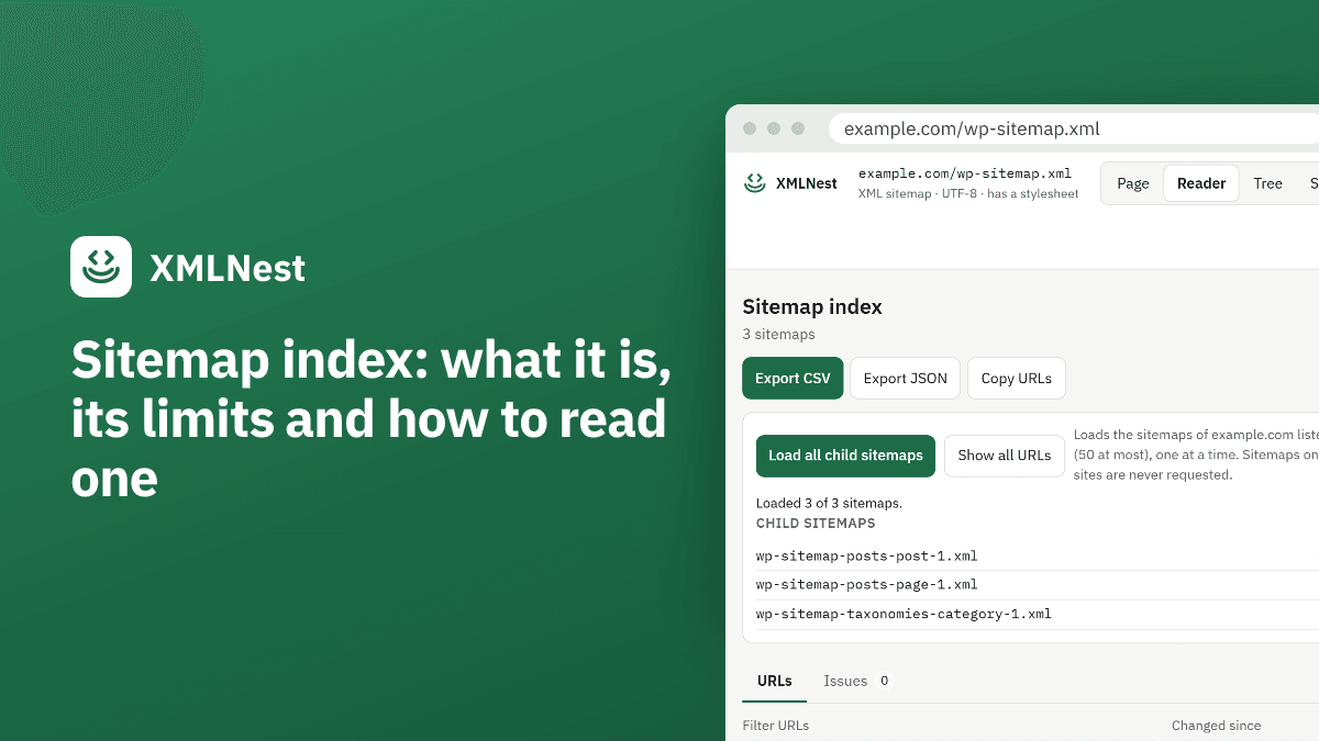 Sitemap index: what it is, its limits and how to read one