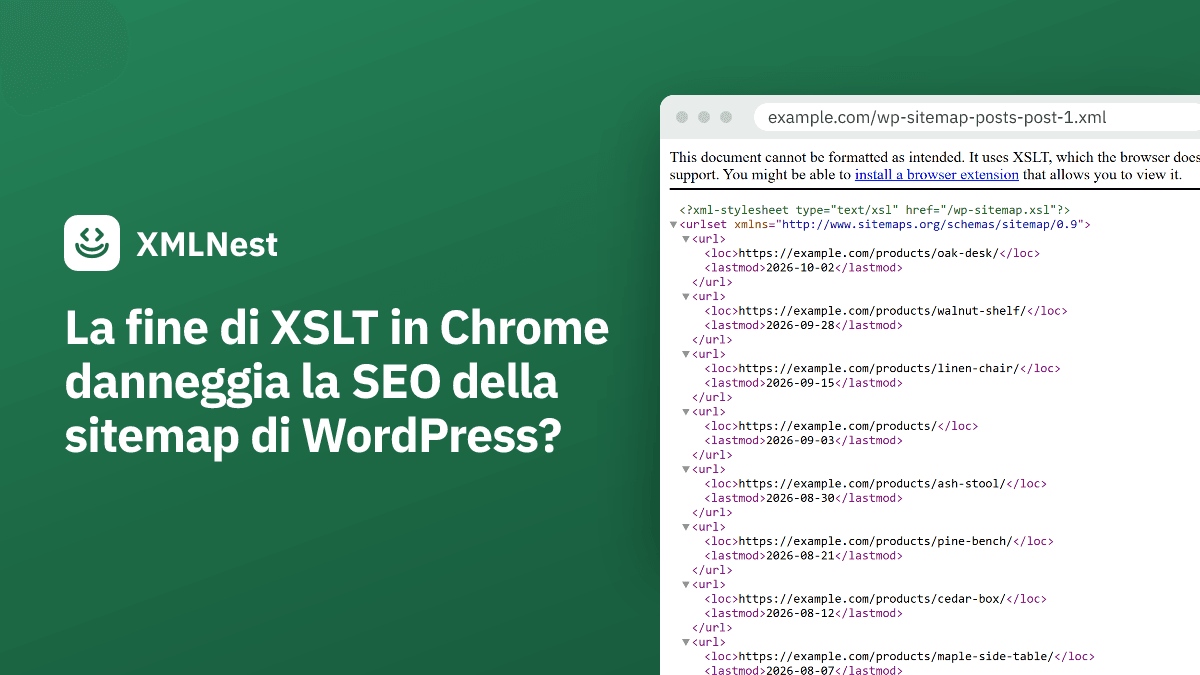 La fine di XSLT in Chrome danneggia la SEO della sitemap di WordPress?